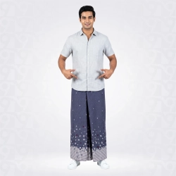999-DNA-Storm Grey White & Purple Print Denim Lungie